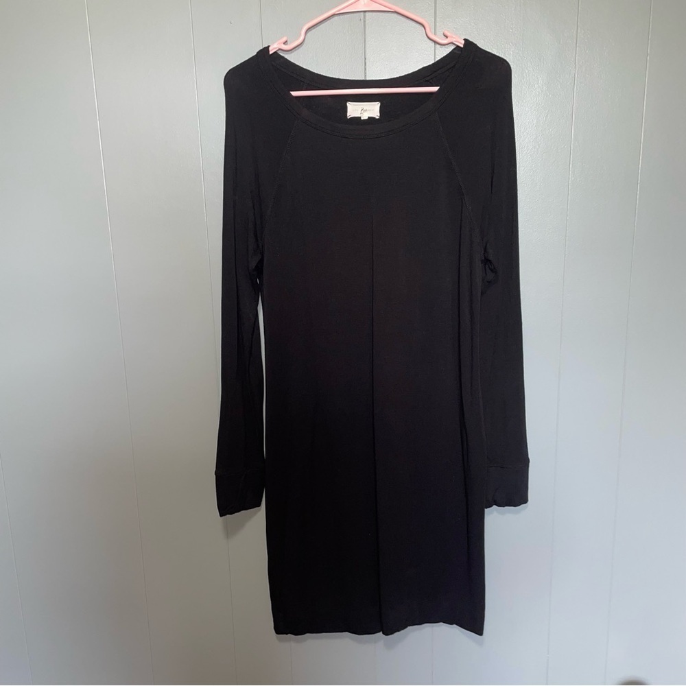 Lou & Grey Long Sleeve Black Signature Soft Knit Crewneck Dress Medium
